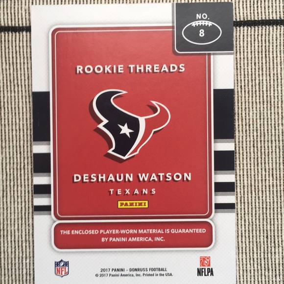 Donruss Deshaun Watson Rookie Threads Jersey Card - Picture 2 of 3